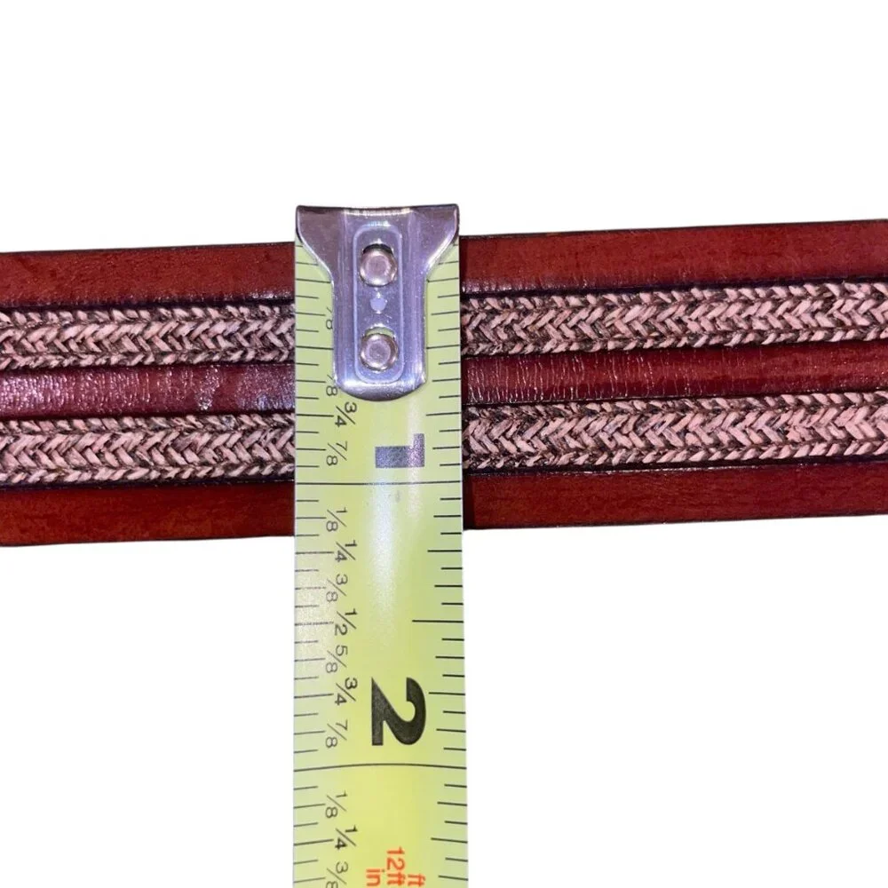 Crookhorn Leather Belt with Braided & Stitched Inlay | Handmade in USA | Size 36
